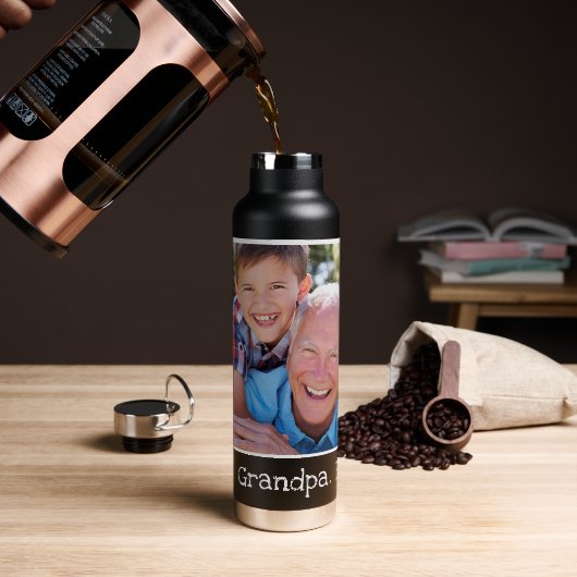 Cool Best Grandpa Ever Photo Persoonlijk zwart Waterfles (Koffie)