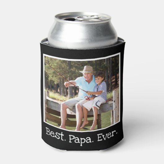 Cool Best Papa Ever Foto Gepersonaliseerde Black C Blikjeskoeler (Blikje Voorkant)