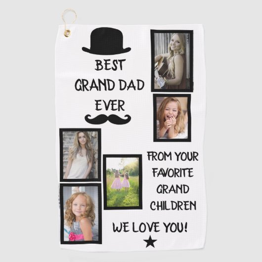 Cool Beste Grand Dad Ooit Black Script Foto Golf Golfhanddoek (Voorkant)