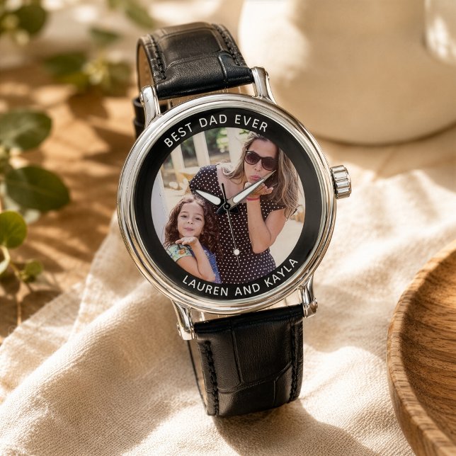 Cool BESTE PAPA OOIT Moderne Vaderdag Foto Horloge (Creator heeft geüpload)