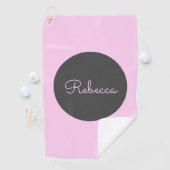 Cool bewerkbaar roze retro-modern scriptontwerp golfhanddoek (Insitu)