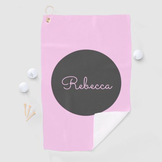 Cool bewerkbaar roze retro-modern scriptontwerp golfhanddoek (Insitu)
