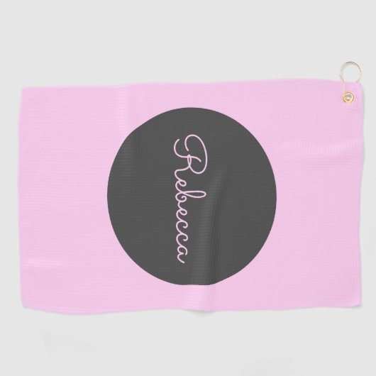 Cool bewerkbaar roze retro-modern scriptontwerp golfhanddoek (Horizontaal)