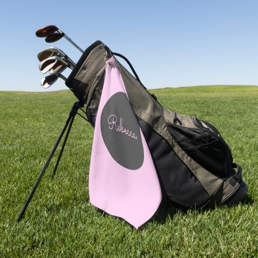 Cool bewerkbaar roze retro-modern scriptontwerp golfhanddoek (Groen)