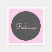 Cool bewerkbaar roze retro-modern scriptontwerp servet (Voorkant)