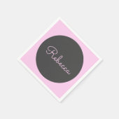 Cool bewerkbaar roze retro-modern scriptontwerp servet (Hoek)