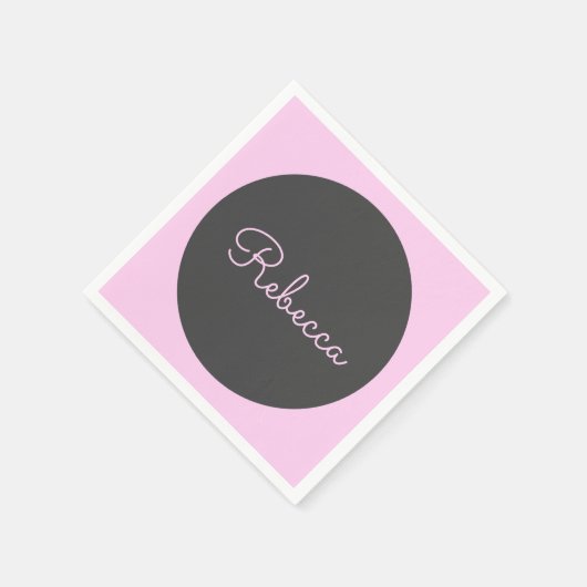 Cool bewerkbaar roze retro-modern scriptontwerp servet (Hoek)