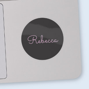 Cool bewerkbaar roze retro-modern scriptontwerp sticker