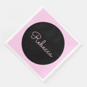 Cool bewerkbaar roze script retro-modern design servet (Hoek)