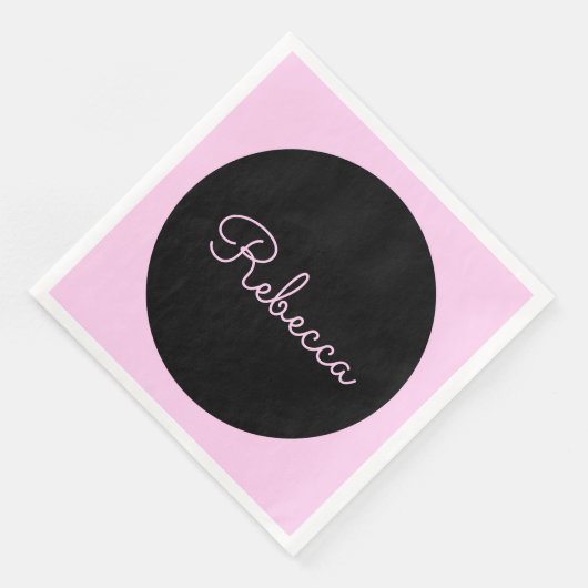 Cool bewerkbaar roze script retro-modern design servet (Hoek)