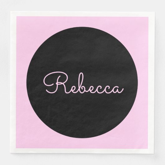 Cool bewerkbaar roze script retro-modern design servet (Voorkant)