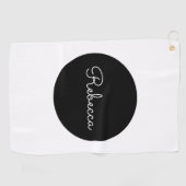 Cool bewerkbaar wit script retro-modern design golfhanddoek (Horizontaal)