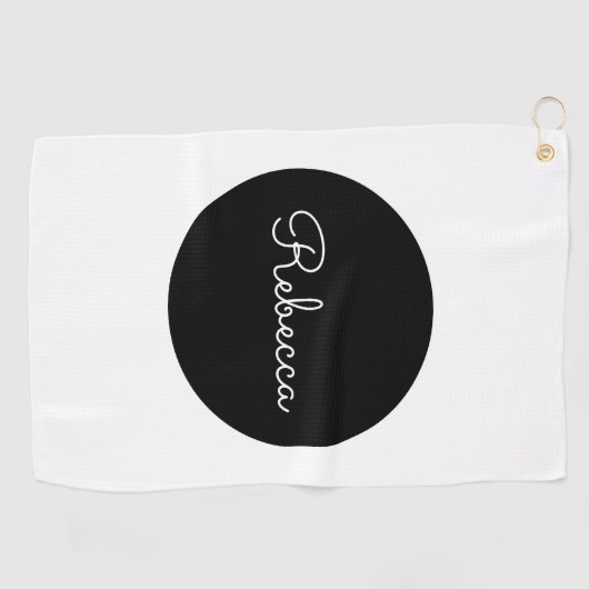 Cool bewerkbaar wit script retro-modern design golfhanddoek (Horizontaal)