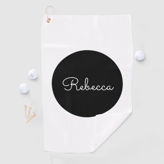 Cool bewerkbare witte script retro-modern ontwerp golfhanddoek (Insitu)