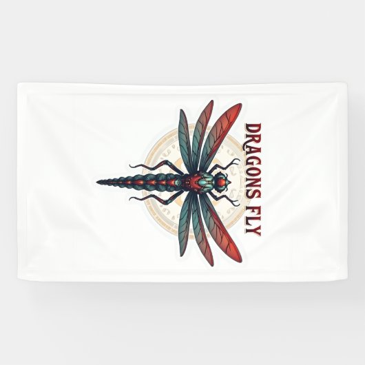Cool bewerkte Steampunk Libel - Draken vliegen - Spandoek (Horizontaal)