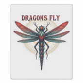 Cool bewerkte Steampunk Libel - Draken vliegen - Sticker (Voorkant)