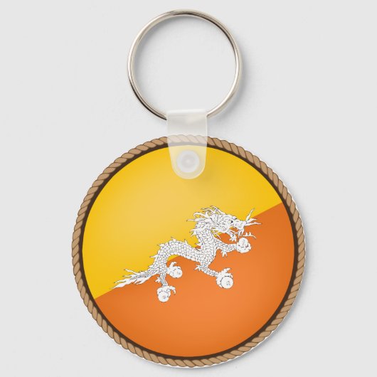 Cool Bhutan-vlaggenzegel Sleutelhanger (Voorkant)