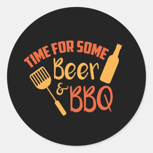 Cool bier BBQ woord art Ronde Sticker (Voorkant)
