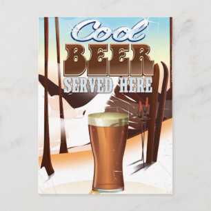 Cool bier geserveerd hier vintage herberg poster briefkaart