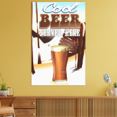 Cool bier geserveerd hier vintage Inn poster Canvas Afdruk (Insitu (Woonkamer))
