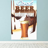 Cool bier geserveerd hier vintage Inn poster Canvas Afdruk (Insitu (Houten vloer))