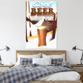 Cool bier geserveerd hier vintage Inn poster Canvas Afdruk (Insitu (Slaapkamer))