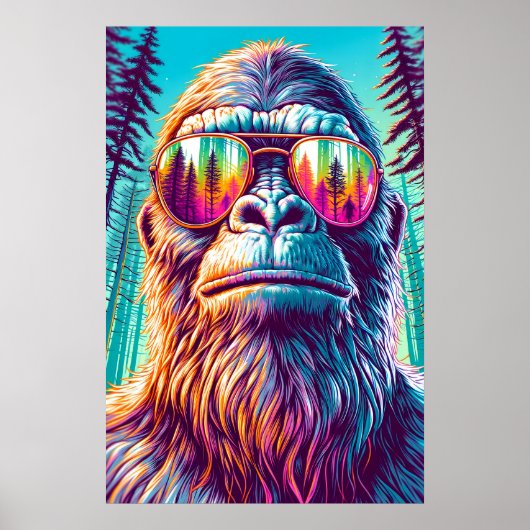 Cool Bigfoot in Hip Zonnebril Poster (Voorkant)