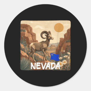 Cool Bighorn-schaap in Nevada Kleuren Kostuum Ronde Sticker