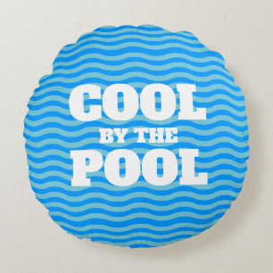 Cool bij het zwembad schattig blauw water golvende rond kussen