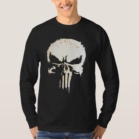 Cool Biker geïnspireerde schedel en Botten T-shirt (Voorkant)