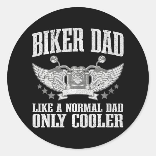 Cool biker voor papa Mannen motorfiets Ronde Sticker (Voorkant)