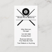 Cool Billiard Hall Theme Business Cards Visitekaartje (Voorkant)