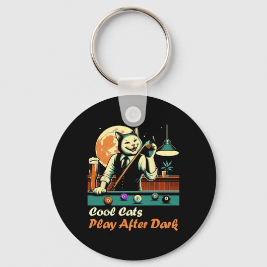 Cool Billiard spelen Kitty Cat Sleutelhanger (Voorkant)