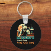 Cool Billiard spelen Kitty Cat Sleutelhanger (Voorkant)