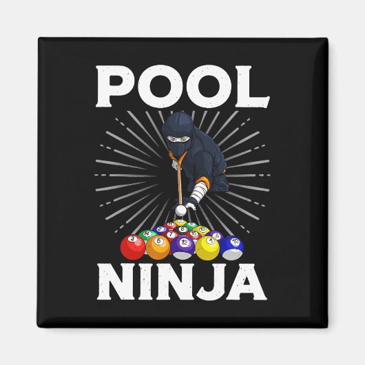 Cool Billiards Art voor mannen Pool Player Ninja Magneet (Voorkant)