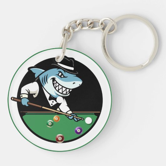 Cool Billiards Pool Shark Theme Keychains Sleutelhanger (Achterkant)