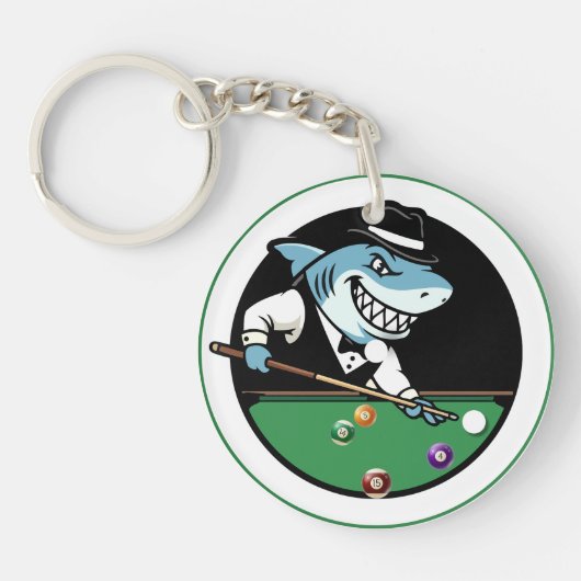 Cool Billiards Pool Shark Theme Keychains Sleutelhanger (Voorkant)