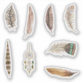 Cool Bird Indiaanse veren waterverf plakboek Sticker (Voorkant)