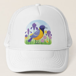 Cool Bird met Iris Flowers Graphic Trucker Pet