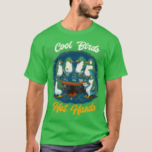 Cool Birds Hete Handen grappige Pinguïn spelen pok T-shirt