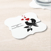 cool birds with hearts kartonnen onderzetters (Gekanteld)