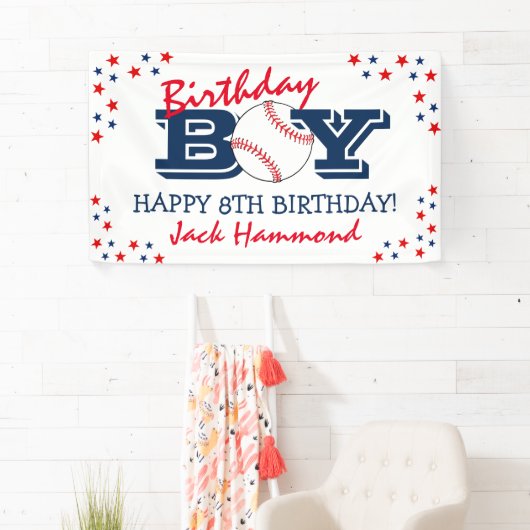 Cool 'Birthday Boy' Baseball Sport Happy Birthday Spandoek (Insitu)