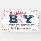 Cool 'Birthday Boy' Baseball Sport Happy Birthday Spandoek (Horizontaal)
