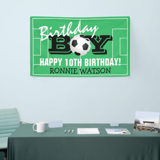 Cool Birthday Boy Football Soccer | Fijne verjaard Spandoek (Beurs)