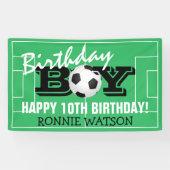 Cool Birthday Boy Football Soccer | Fijne verjaard Spandoek (Horizontaal)