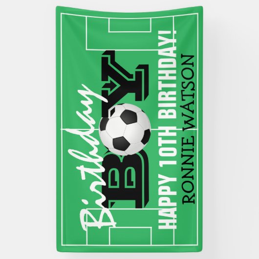 Cool Birthday Boy Football Soccer | Fijne verjaard Spandoek (Verticaal)