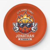 Cool Birthday Boy with Basketball Theme Papieren Bordje (Voorkant)