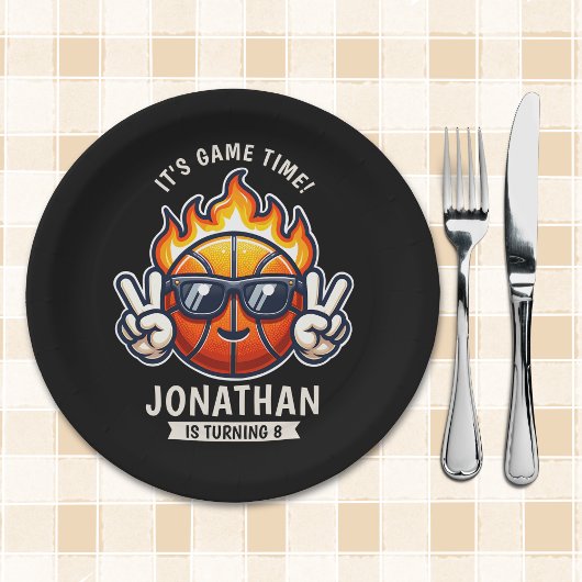 Cool Birthday Boy with Basketball Theme Papieren Bordje