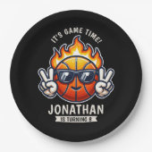 Cool Birthday Boy with Basketball Theme Papieren Bordje (Voorkant)