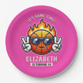 Cool Birthday Girl with Basketball Theme Papieren Bordje (Voorkant)